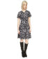 Фото #1 товара Women's Animal-Print Flutter-Sleeve Keyhole Dress