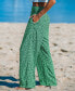 Women's Green Ditsy Smocked Waist Loose Fit Pants