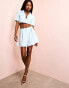 ASOS LUXE co-ord high waist tailored shorts in blue & white houndstooth