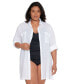 ფოტო #1 პროდუქტის Plus Size Cotton Camp Shirt Cover-Up