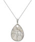 Фото #1 товара Macy's caged Teardrop of Genuine White Mother of Pearl Pendant Set in Sterling Silver