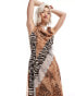 Фото #2 товара Reclaimed Vintage limited edition deconstructed leopard and animal print dress