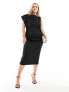 Фото #1 товара ASOS DESIGN Curve asymmetric high neck minimal midi dress in black