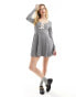 Фото #8 товара Miss Selfridge fit and flare dress with lace and bows in grey