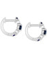 Фото #3 товара EFFY® Sapphire (5/8 ct. t.w.) & Diamond (1/10 ct. t.w.) Extra Small Huggie Hoop Earrings in 14k White Gold, 0.37"