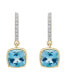 Blue Topaz and Diamond Accent Cushion Earring in 14K Yellow Gold Over Sterling Silver