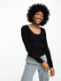 JDY ribbed round neck jumper in black