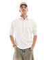 ASOS DESIGN heavyweight oversized boxy polo with long sleeve in cream Kokosnussmilch, XL - Chest 44 - фото #1