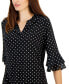 Women's Split-Neck Polka-Dot Flutter Sleeve Top