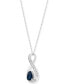 ფოტო #5 პროდუქტის Sapphire (7/8 ct. t.w.) & Diamond (1/10 ct. t.w.) Pear Halo 18" Pendant Necklace in 14k Gold (Also in Emerald)