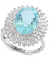 ფოტო #1 პროდუქტის EFFY® Aquamarine (7-1/3 ct. t.w.) & Diamond (7/8 ct. t.w.) Sunburst Halo Ring in 14k White Gold