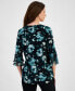 Women's Floral Print Split-Neck Bell-Sleeve Blouse