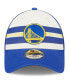 Фото #3 товара Men's Golden State Warriors Royal Stripes 9FORTY Trucker Snapback Hat