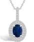 ფოტო #1 პროდუქტის Sapphire (1-1/2 Ct. t.w.) and Diamond (1/2 Ct. t.w.) Halo Pendant Necklace