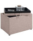 Фото #3 товара 22.75" Faux Linen Accent Storage Ottoman with Tray
