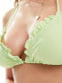 Brave Soul frilled trim triangle bikini top in mint green