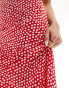 Wednesday's Girl polka dot print bias cut midaxi skirt in red Красный, M - фото #2