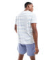 Фото #4 товара Polo Ralph Lauren icon logo stripe t-shirt in white/light blue