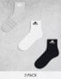 adidas Training 3 pack ankle socks in black, white and grey