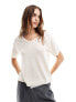 Vila lightweight knitted v neck top in cream