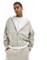 Фото #1 товара Bershka washed zip through hoodie tracksuit in stone