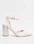 Фото #2 товара Be Mine Bridal Neima block heeled shoes in ivory satin