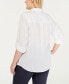 Фото #2 товара Plus Size 100% Linen Roll-Tab Shirt, Created for Macy's