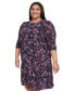 ფოტო #3 პროდუქტის Plus Size Floral 3/4-Sleeve Jersey Dress