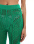 Mango crochet knit trousers in green