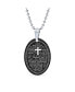 ფოტო #1 პროდუქტის Protection Religious El Padre Maestro Our Lords Prayer Oval Pendant Necklace Black Silver Stainless Steel