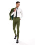 ASOS DESIGN wedding skinny suit trouser in khaki herringbone