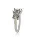 ფოტო #2 პროდუქტის Suzy Levian Sterling Silver White Cubic Zirconia 3-Stone Center Stone Ring