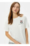U Yaka Ekru Kadın T-Shirt 4SAL10173IK