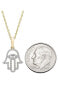 ფოტო #5 პროდუქტის Diamond Hamsa Hand 18" Pendant Necklace (1/10 ct. t.w.) in 10k Yellow or White Gold, Created for Macy's