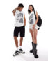 ASOS DESIGN unisex oversized license vest with Tupac graphic prints in off white