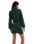 Фото #4 товара Vila roll neck mini jumper dress with tie waist in green