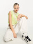 Фото #1 товара JJXX cropped top t-shirt in lime and white stripe