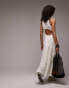 Фото #2 товара Topshop premium embroidered cut out back maxi dress in ivory