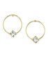 14K Gold-tone Diamond Shape Crystal Hoop Stainless Steel Post Small Earrings