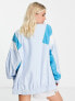 Bailey Rose vintage style track top jacket in light blue panels