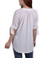 Petite Size Elbow Sleeve Tie-Sleeve Blouse