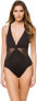Фото #1 товара Michael Michael Kors 263715 Women Illusion V-Neck One-Piece Swimsuit Size 8