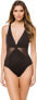 Michael Michael Kors 263715 Women Illusion V-Neck One-Piece Swimsuit Size 8