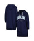 ფოტო #1 პროდუქტის Women's Navy North Carolina Tar Heels Take a Knee Raglan Hooded Sweatshirt Dress