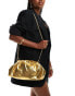 Glamorous woven clutch bag with detachable chain strap in gold