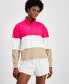 ფოტო #1 პროდუქტის Women's Relaxed Stripe Comfort Quarter-Zip Top, Created by Macy's