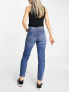 Stradivarius slim mom jean with stretch and rip in medium blue