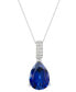ფოტო #1 პროდუქტის Lab Grown Sapphire (5 ct. t.w.) & Lab Grown Diamond (1/10 ct. t.w.) 18" Pendant Necklace in 14k White Gold