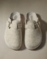 Buckled felt mule clog slippers