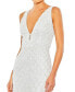 Women's Sequined Plunge Neck Sleeveless Column Gown